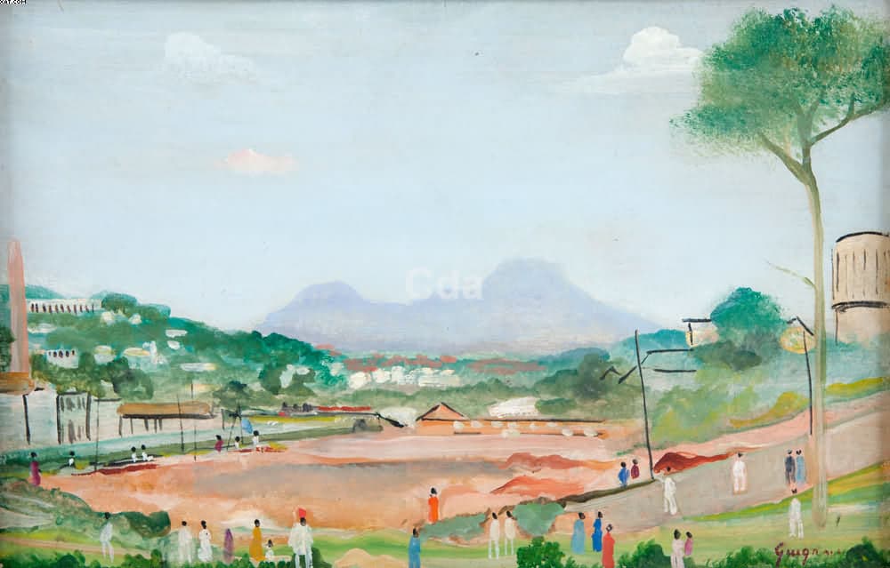 Paisagem de Sabará com Personagens — Alberto Guignard, 1946