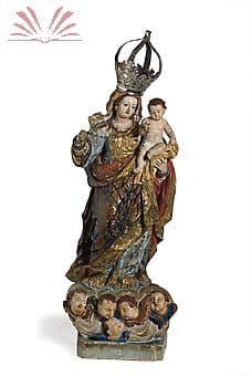 Nossa Senhora do Rosário imagem portuguesa em madeira esculpida - Séc. XVIII — Não identificado