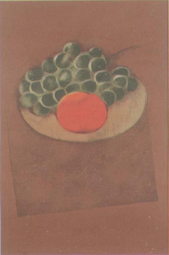 Caqui e uvas no prato — Carlos Scliar, 1982