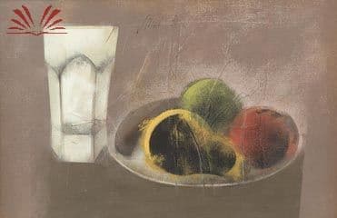 Copo Facetado e frutas no prato — Carlos Scliar, 1986