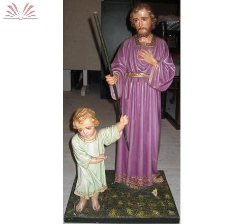 Grupo escultórico sacro cena de São José com menino Jesus. Séc. XX — Não identificado