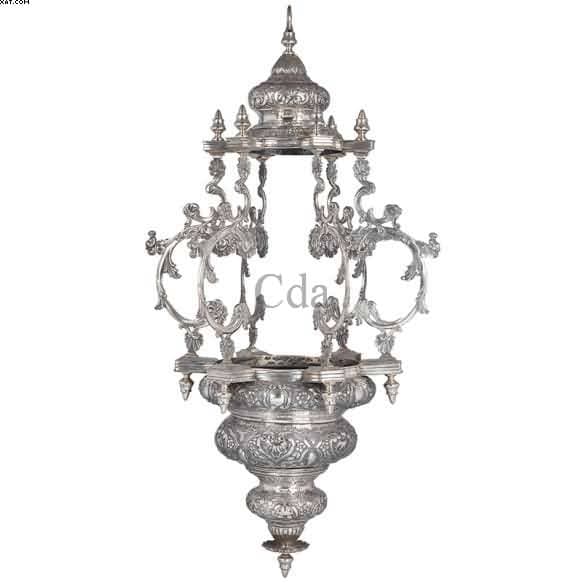 Lampadário Sabará, de prata repuxada e cinzelada — Não identificado, 1853