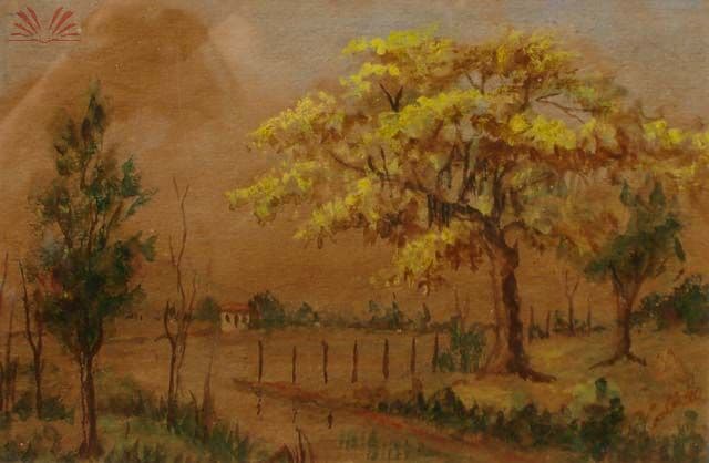 Paisagem com árvore amarela — Benedito Calixto