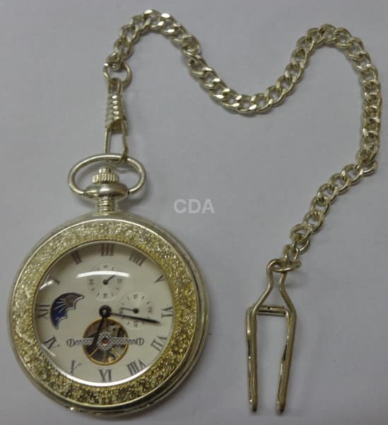 Excepcional relógio de bolso, automático, com corrente, em perfeito estado. — Não identificado