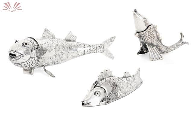 Recipientes forma de peixe em prata, meados do séc.XIX — Não identificado