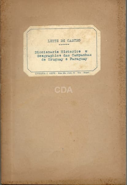 Folheto: CASTRO, João Vicente Leite de. Diccionario Historico e Geographico das Campanhas do Estado — Não identificado