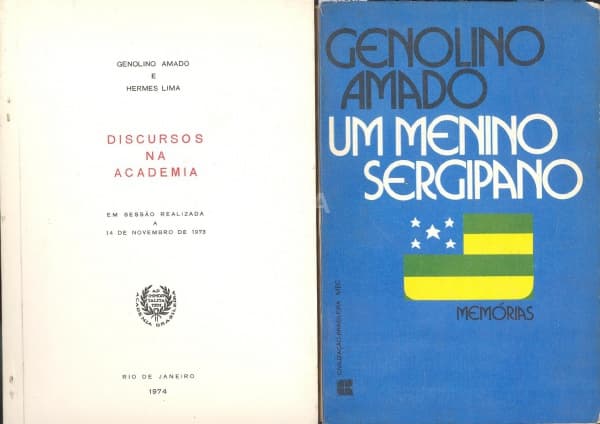Livros (2): AMADO, Genolino. 1) Um menino Sergipano. Memórias. Rio de Janeiro: Civilização Brasileir — Não identificado