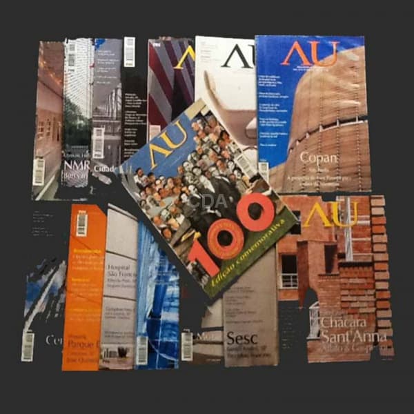 15 revistas AU Arquitetura e Urbanismo, anos 2001 e 2002 completos. Destaques: Copan / nº 100 Ediça — Não identificado