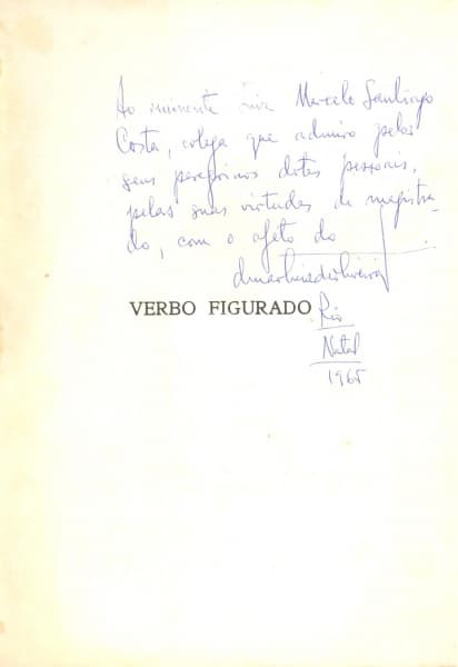 Livro: OLIVEIRA, D. Martins de. Verbo Figurado. s.l.: J. Ozon Editor, 1965. 18p. + ilustrações. Br — Não identificado