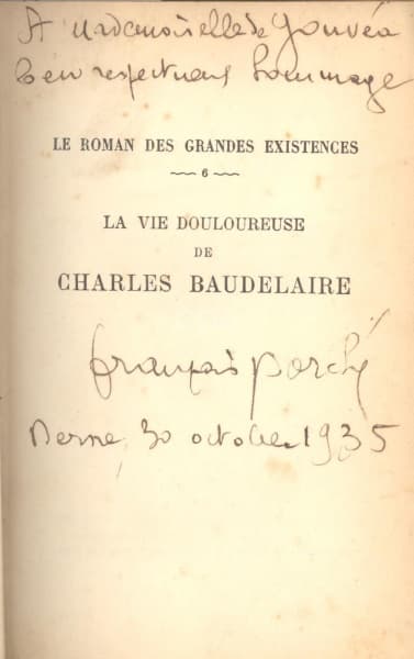 Livro: PORCHÉ, François. La vie Douloureuse de Charles Baudelaire. Paris: Librairie Plon, 1935. 304p — Não identificado