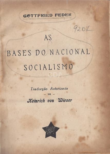 Livro: As Bases do Nacional Socialismo, tradução autorizada de Gottfried Feder, sem data (anos 1930) — Não identificado