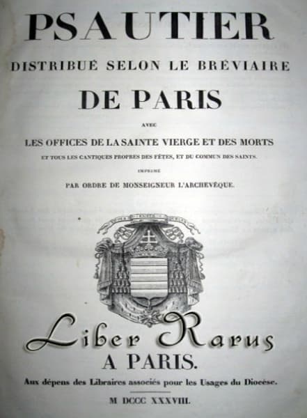 Psautier Distribué Selon le Bréviaire de Paris - 1838 elephant folio. — Não identificado