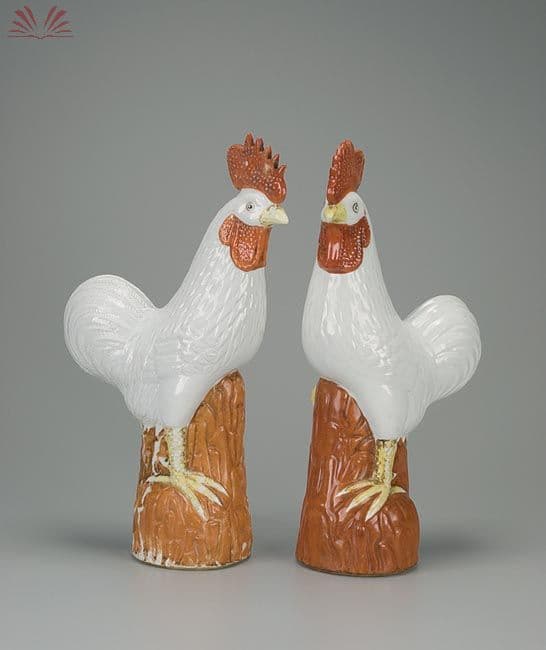 Par de galos de porcelana — Não identificado