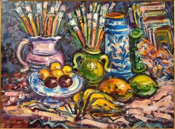 Pincéis e Frutos no Atelier do Artista — Sérgio Telles
