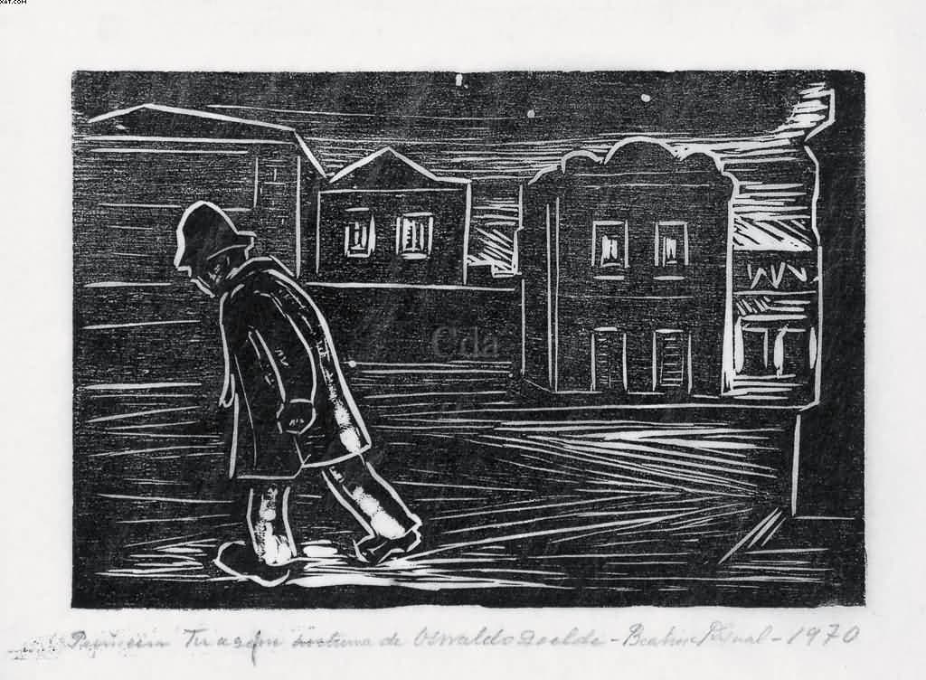 Homem e Casarios — Oswaldo Goeldi, 1970
