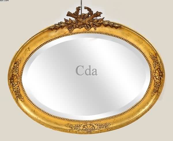 Espelho oval em cristal bisotado — Não identificado