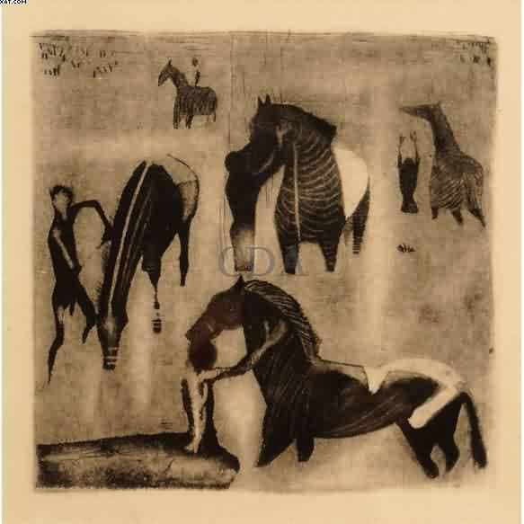 Cavalos no rio — Cândido Portinari