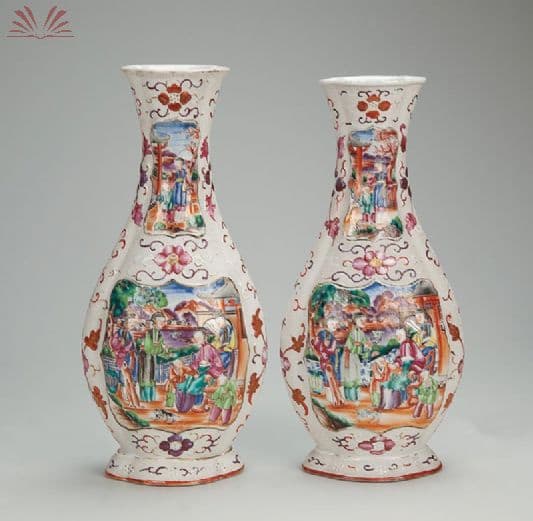 Par de vasos de porcelana bianco sopra bianco — Não identificado