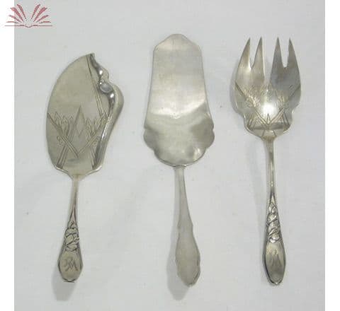 Conjunto de 3 talheres para servir — Não identificado