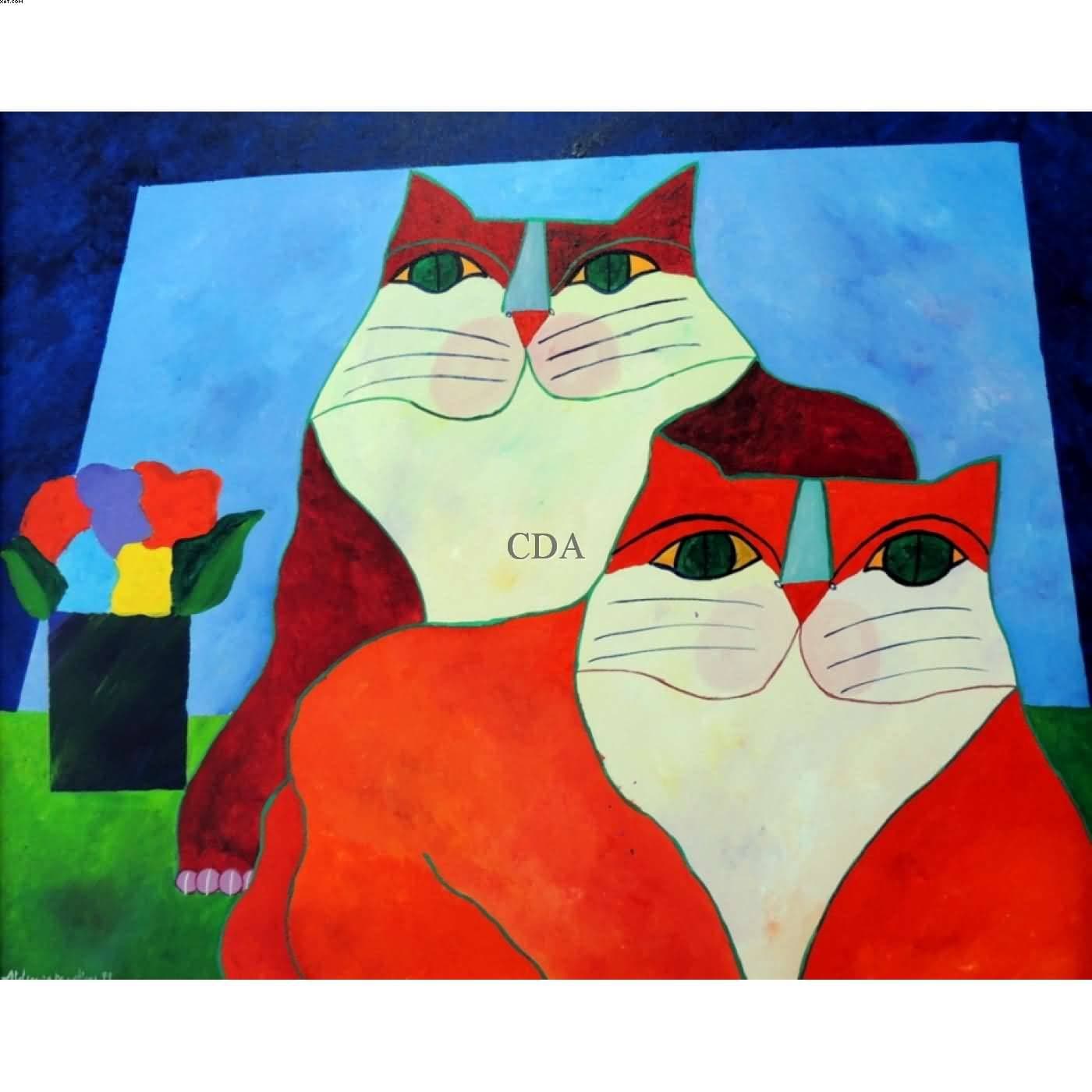 Gatos Vermelhos com Vaso — Aldemir Martins, 1999