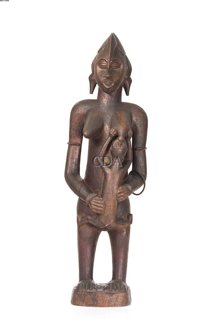Escultura Senufo de Mãe Ancestral Amamentando o Filho — Não identificado