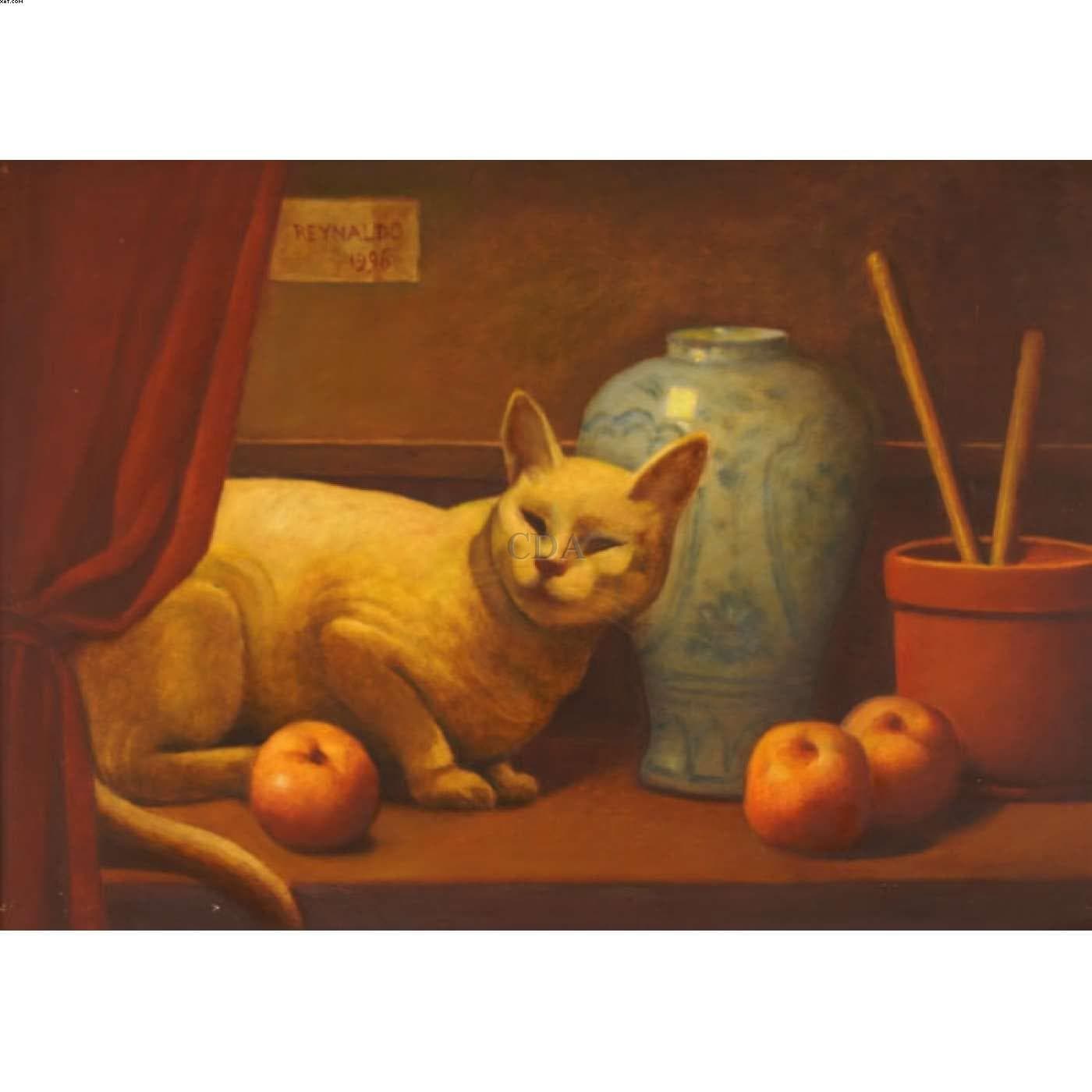 Composição com gato e natureza morta — Reynaldo Fonseca, 1996