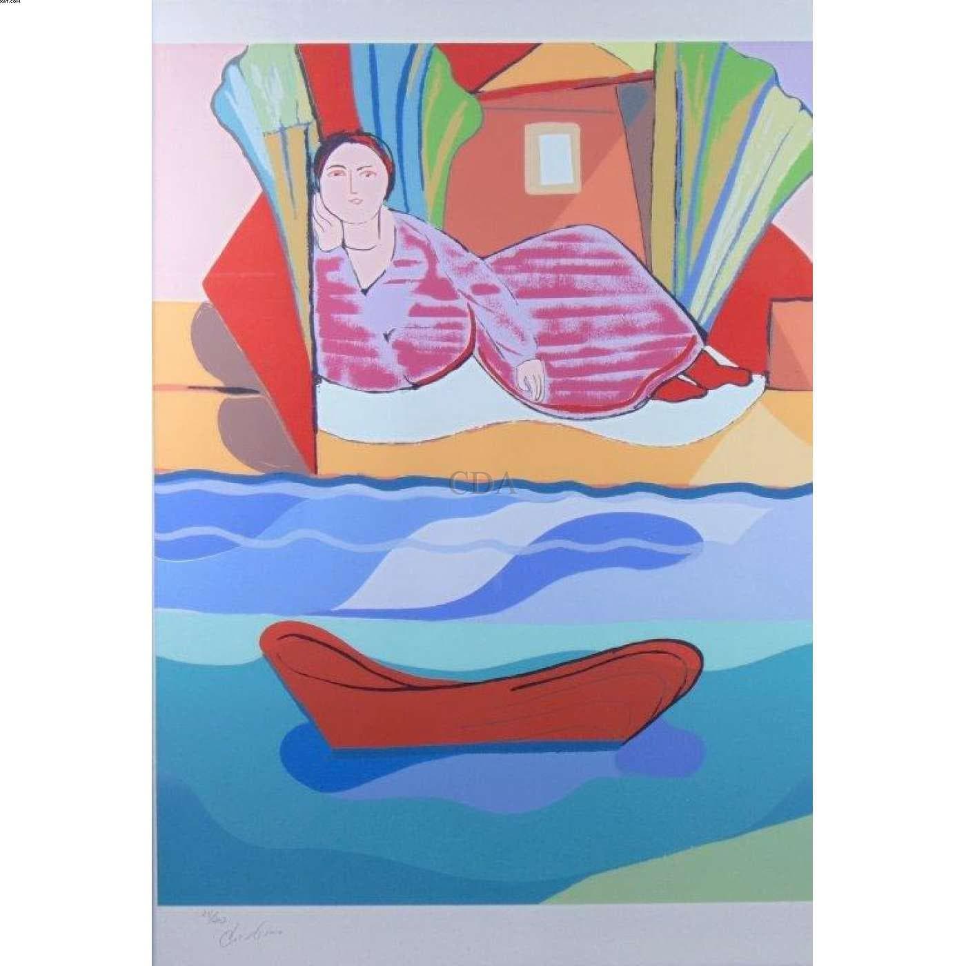 Feminina e Barco — Cícero Dias